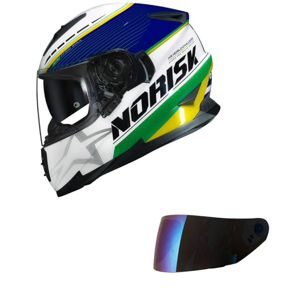 Capacete Norisk Soul II Grand Prix Brasil Mais Viseira Camaleão