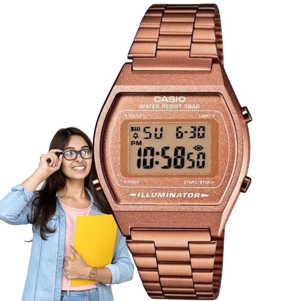 Relógio Casio Feminino Digital Vintage Rose Gold B640WC-5ADF