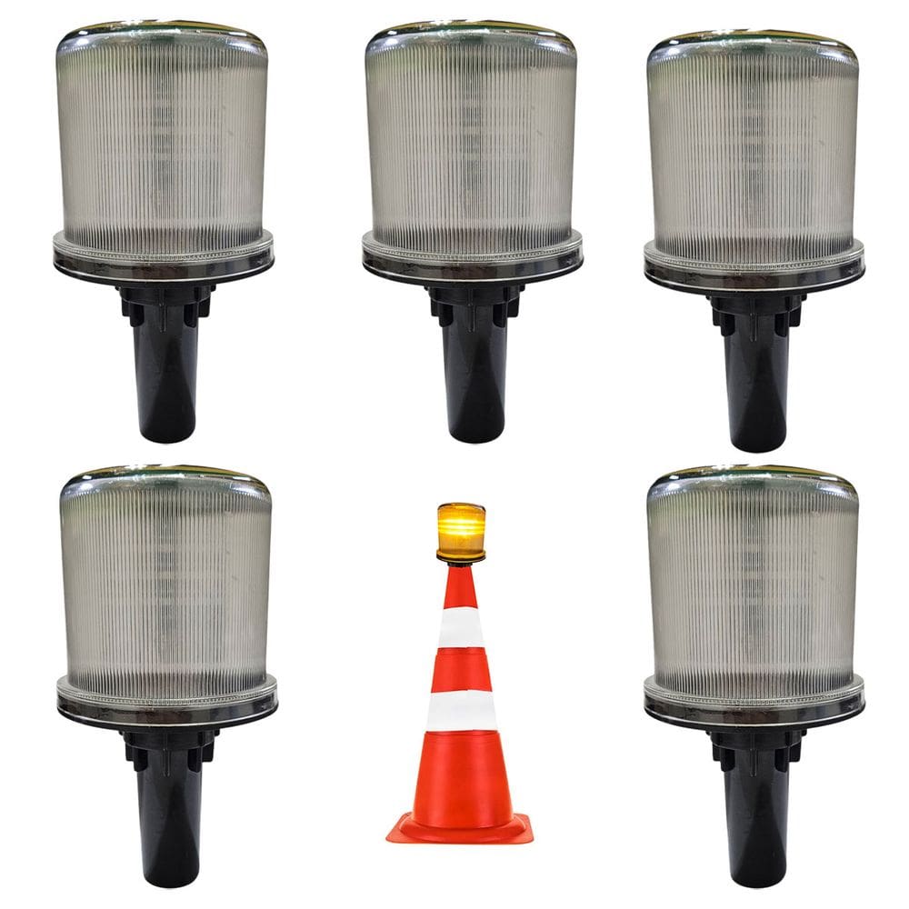 Sinalizador Solar Viario Kit 5 Uni Rodovia Rua Estrada Alerta Cone Emergencia Obra