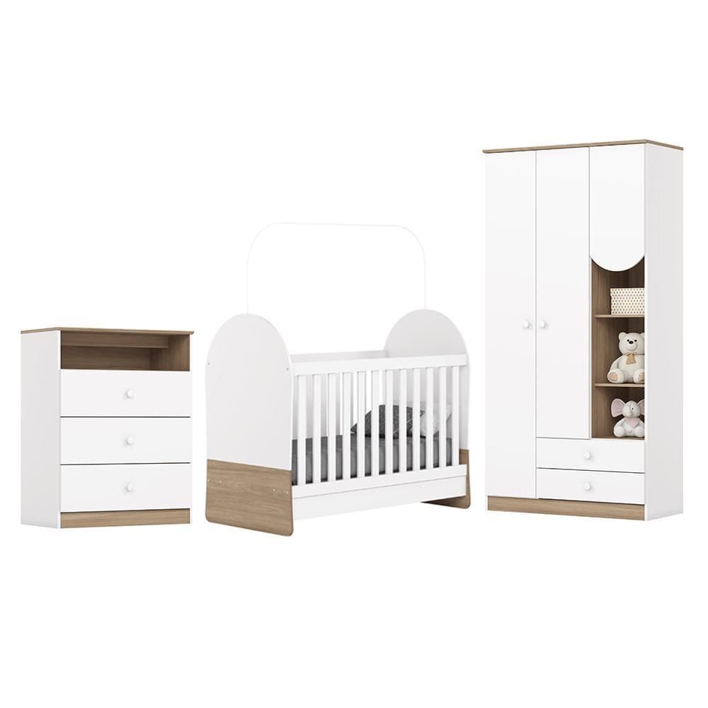 Dormitório Infantil Magia Guarda Roupa, Cômoda e Berço - Móveis Henn