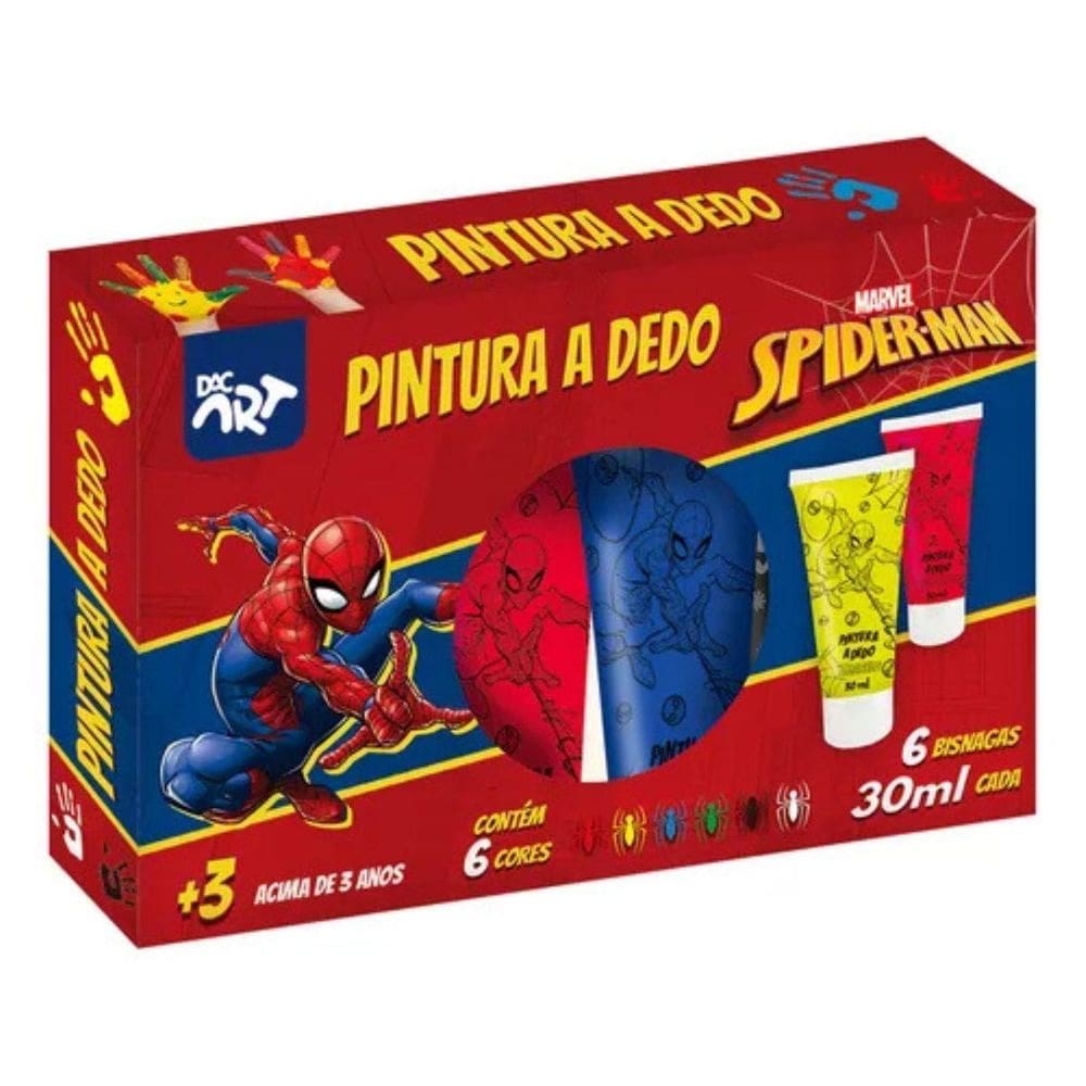 Pintura A Dedo Infantil Homem Aranha Material 6 Cores Dac
