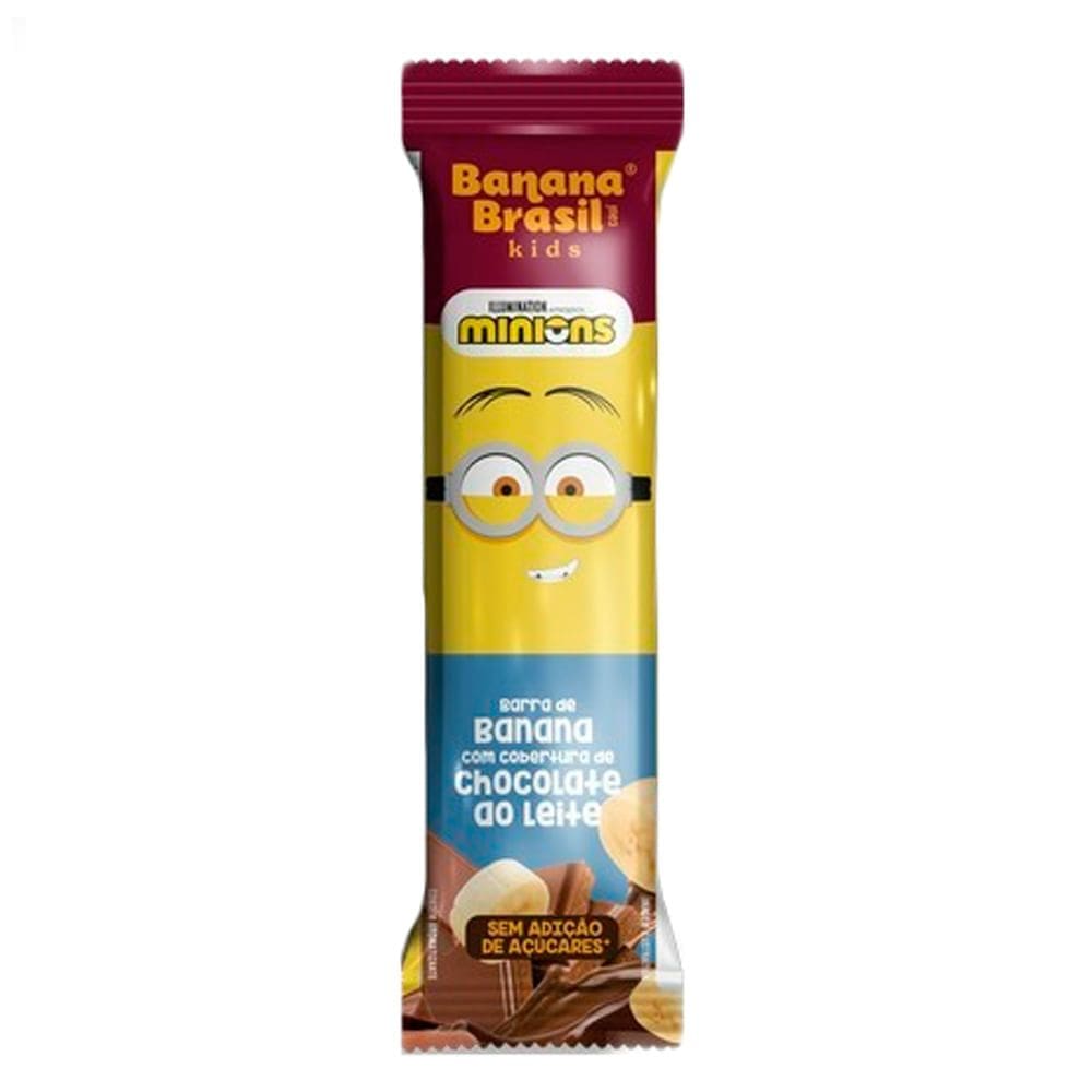 Barra de Fruta Banana Brasil Kids Minions Sabor Banana e Chocolate ao Leite Zero 22g