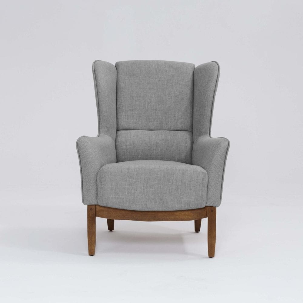 Poltrona para Sala de Estar Base em Madeira Milena Mescla Elefante