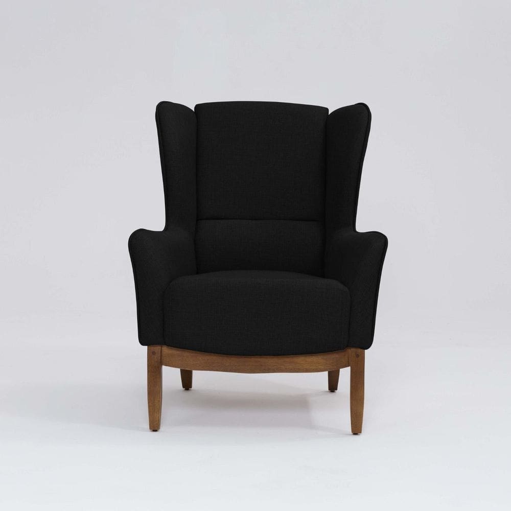 Poltrona para Sala de Estar Base em Madeira Milena Preto