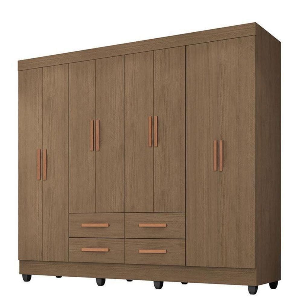 Guarda Roupa Casal Porto 8 Portas Carvalho Oak - Móveis Leão