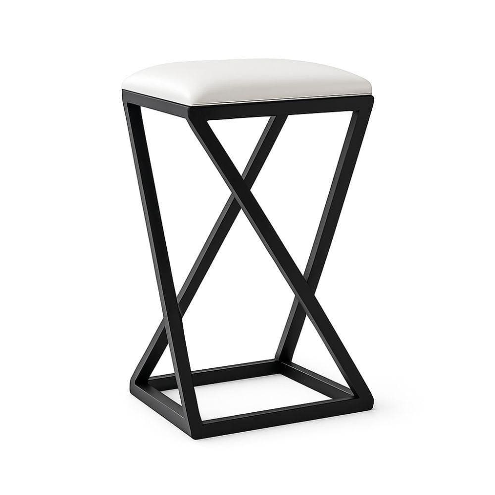 Banqueta Z Baixa 50 Cm Banquinho Cozinha Balcão Bar Corino Cor:branco