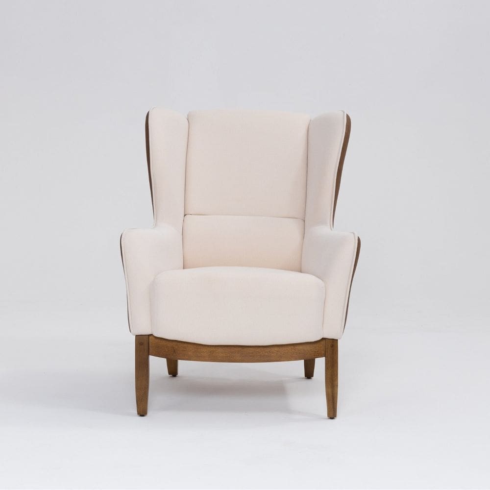 Poltrona para Sala de Estar Base em Madeira Milena Mescla Terracota / Pérola