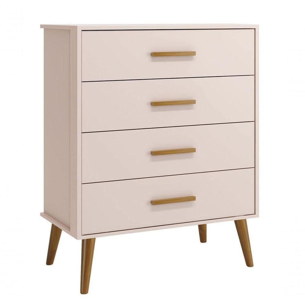 Cômoda Gaveteira Retrô Isis Rosa Fosco - Moveisaqui