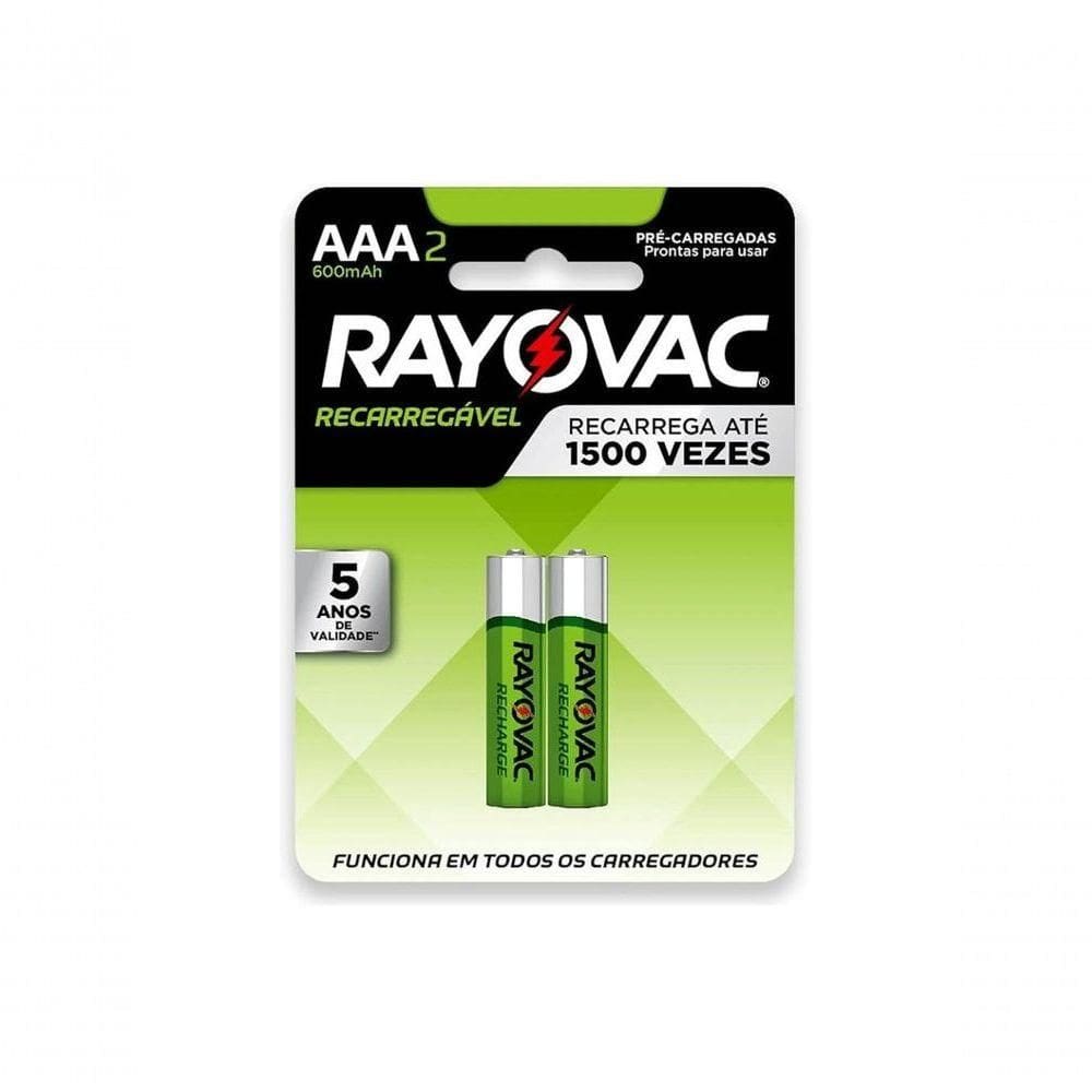Pilha Recarregavel Rayovac Aaa Palito 600mah Com 2