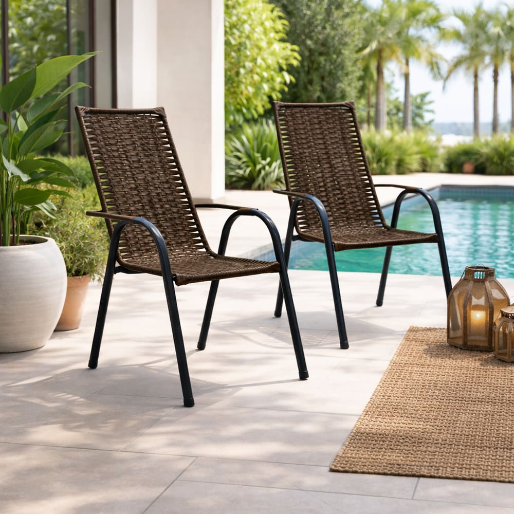 Conjunto 2 Cadeiras De Junco Para Área de Piscina Lazer Jardim   - Rede Móveis