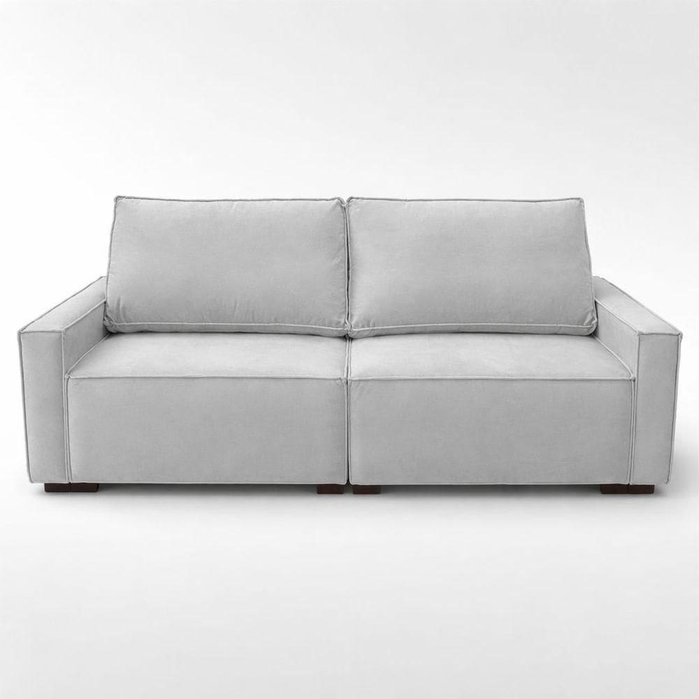 Sofá 3 Lugares 2 Metros Sala Recepção Contemporâneo Moderno Linho Cor:cinza