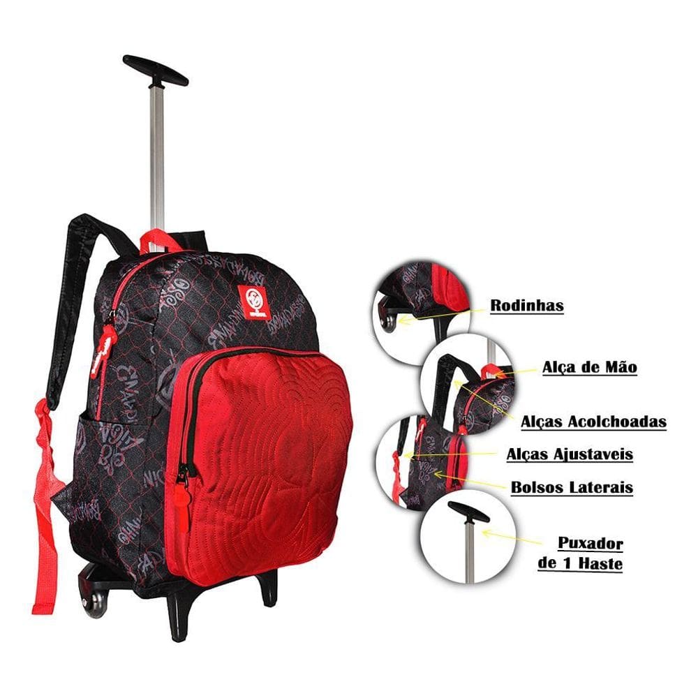 Mochila Enaldinho Rodinhas Infantil Masculina Juvenil 2024 G