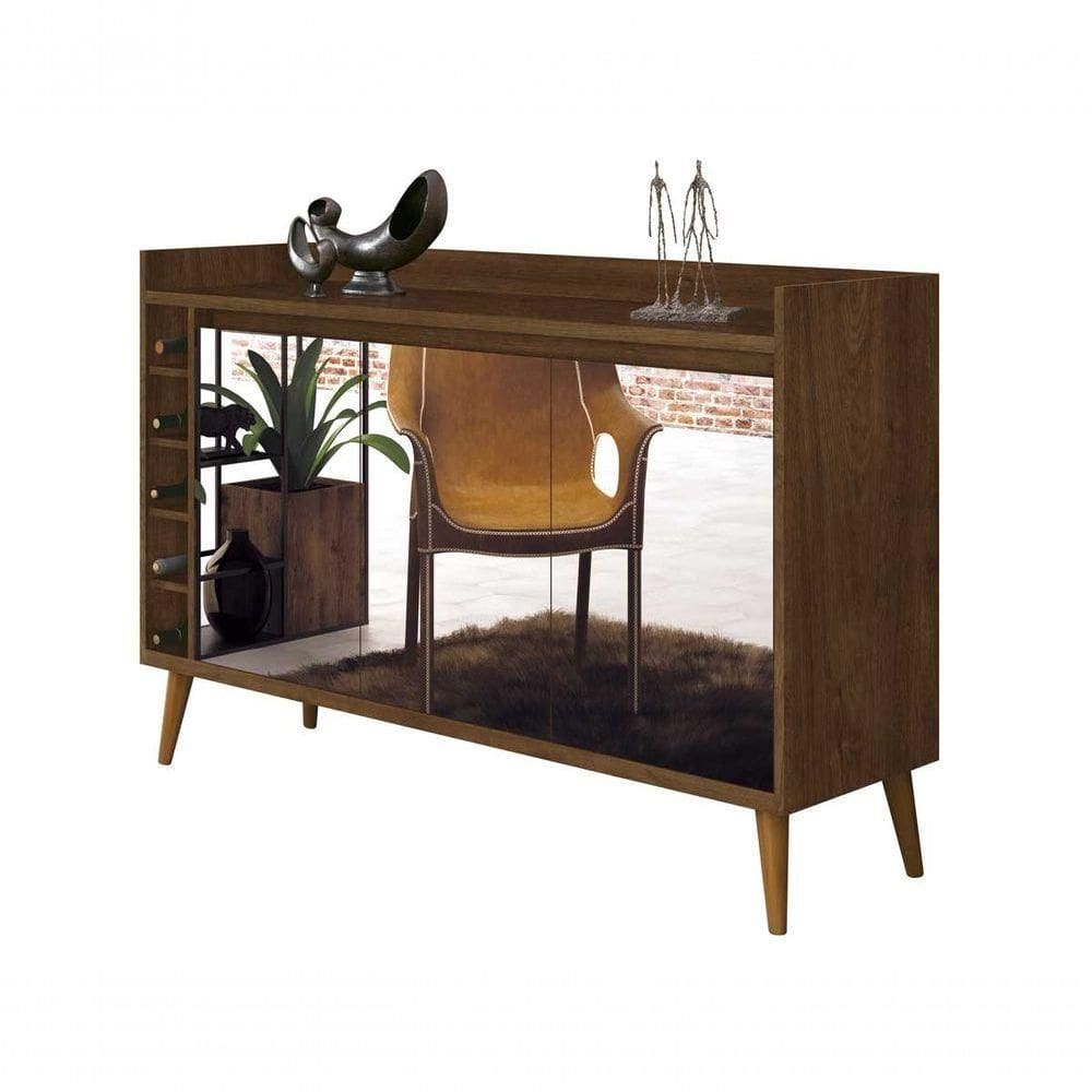 Buffet Com Adega Estilo Com Espelho Malbec - Moveisaqui