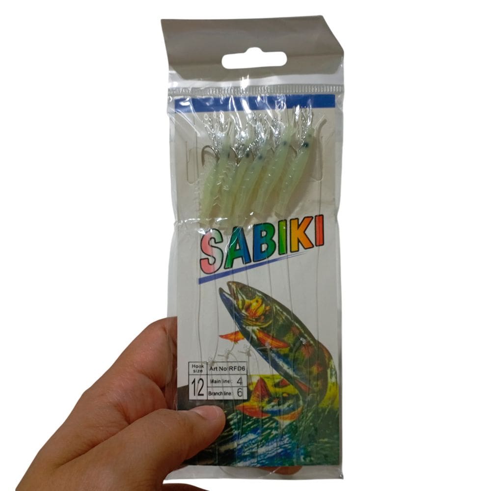 Isca Artificial Pesca Sabiki 5 Camarao Fluorescente Lambari Robalo Tainha Mar Rio Lago Mangue Pescaria Esportiva