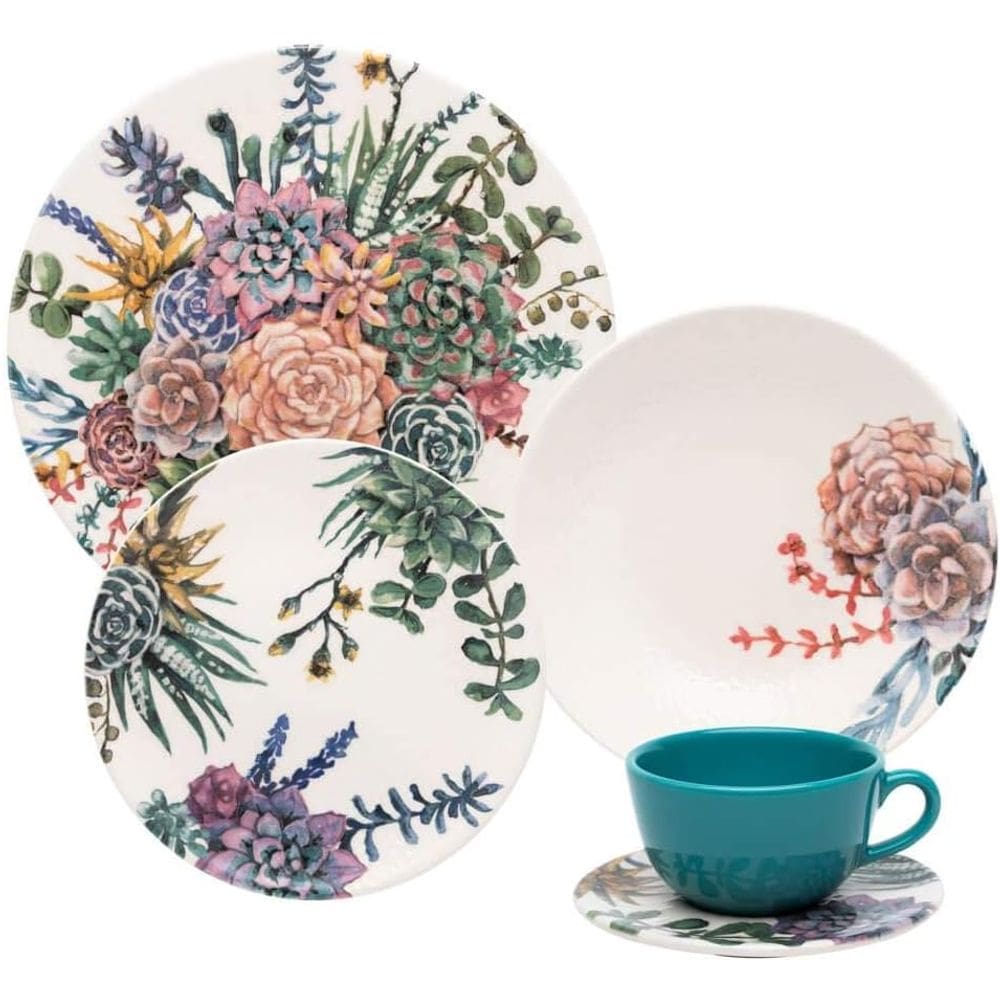 Aparelho De Jantar E Chá 20 Peças Unni Bothanica Floral