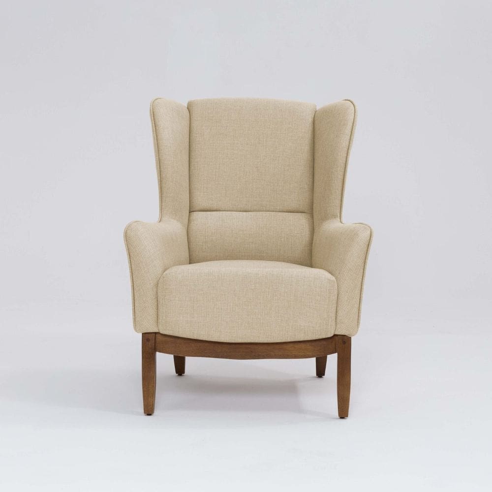 Poltrona para Sala de Estar Base em Madeira Milena Marfim