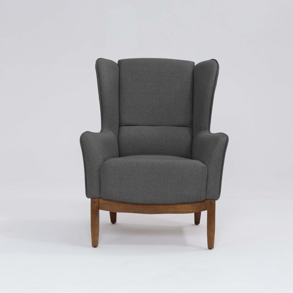 Poltrona para Sala de Estar Base em Madeira Milena Cinza