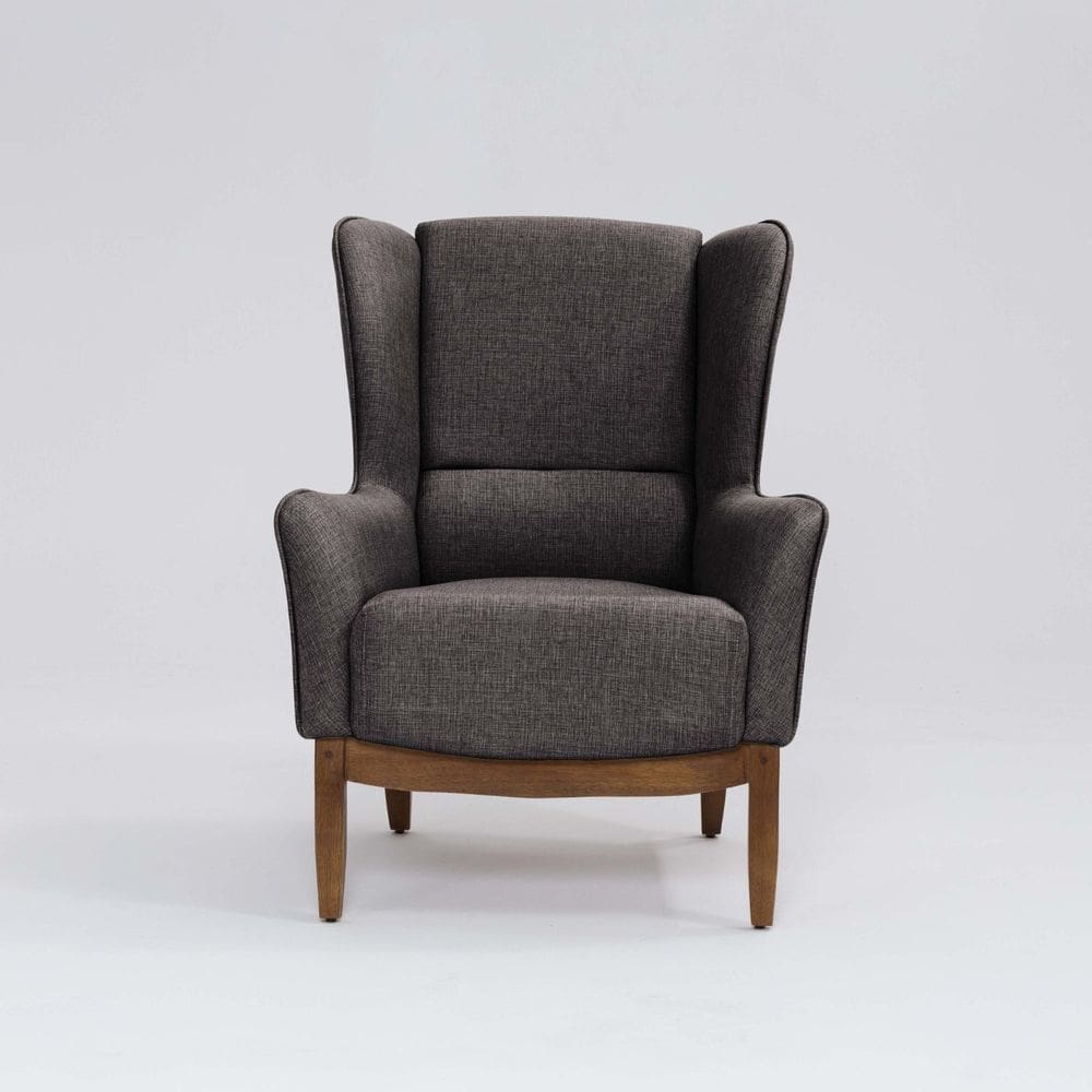 Poltrona para Sala de Estar Base em Madeira Milena Mescla Marrom