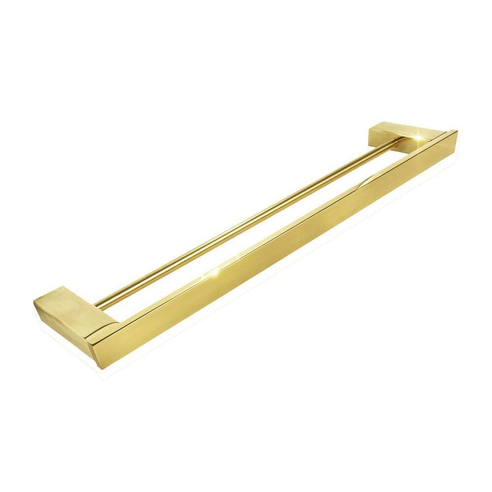 Toalheiro De Banho Duplo Dourado Brilho Em Inox