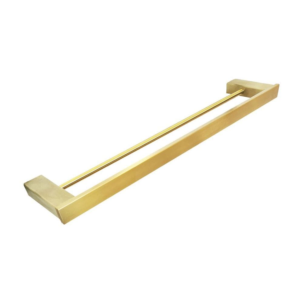 Toalheiro De Banho Duplo Dourado Escovado Em Inox