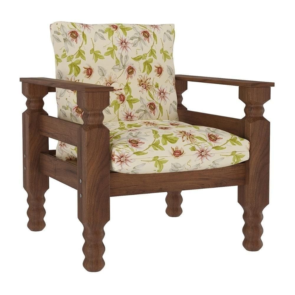 Poltrona Madeira Maciça Liz Multimóveis Vcr7003 - Floral Maracujá Floral Maracujá
