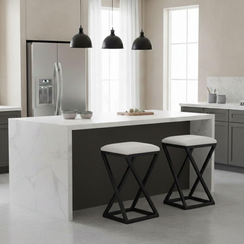 Kit 2 Banqueta Baixa Cozinha 50 Cm Balcão Bar Gourmet Corino Cor:branco