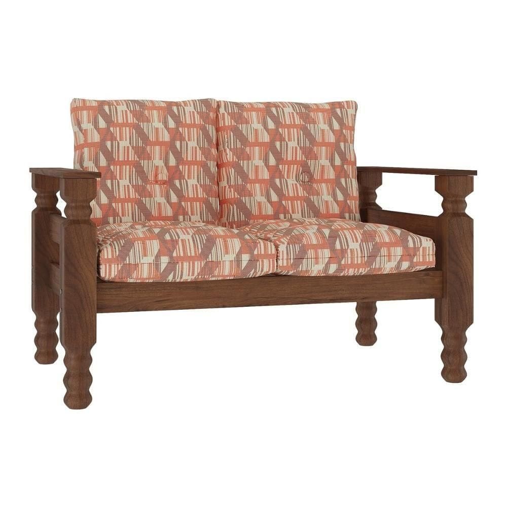 Namoradeira 2 Lugares Madeira Maciça Liz Multimóveis Cr7002 Geométrico Terracota