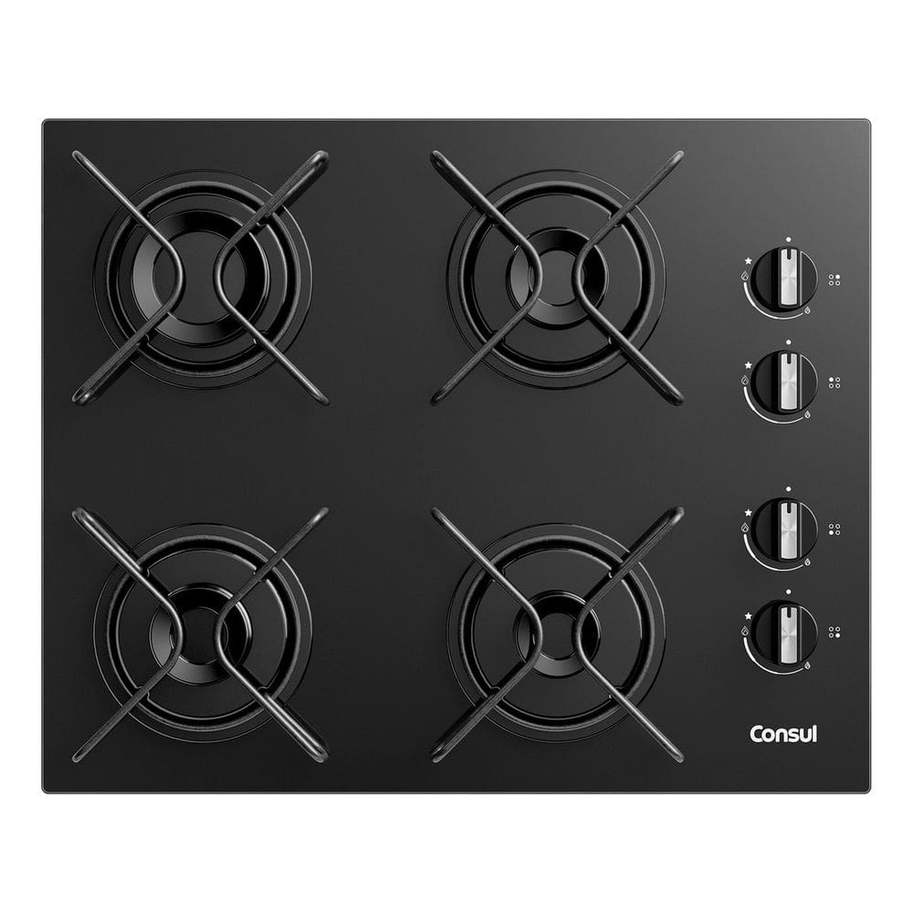 Cooktop 4 Bocas A Gas Vidro Preto Essencial - Consul