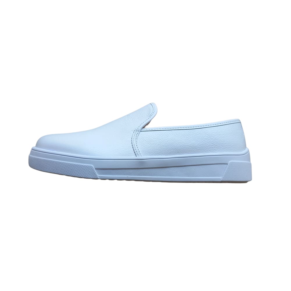 Tênis Casual Slip On Iate Sapatênis Flatform Branco em Couro