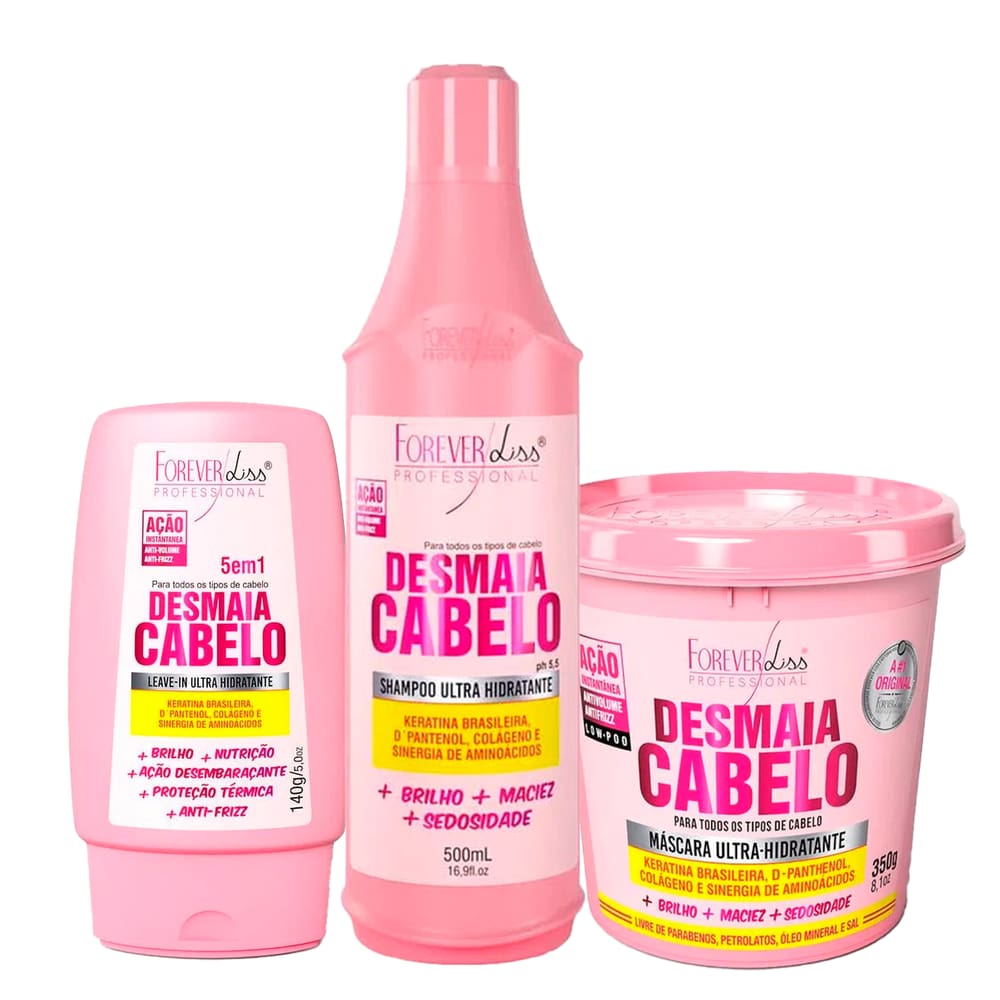 Forever Liss Desmaia Cabelo Shampoo+ Leave-in + Máscara 350g