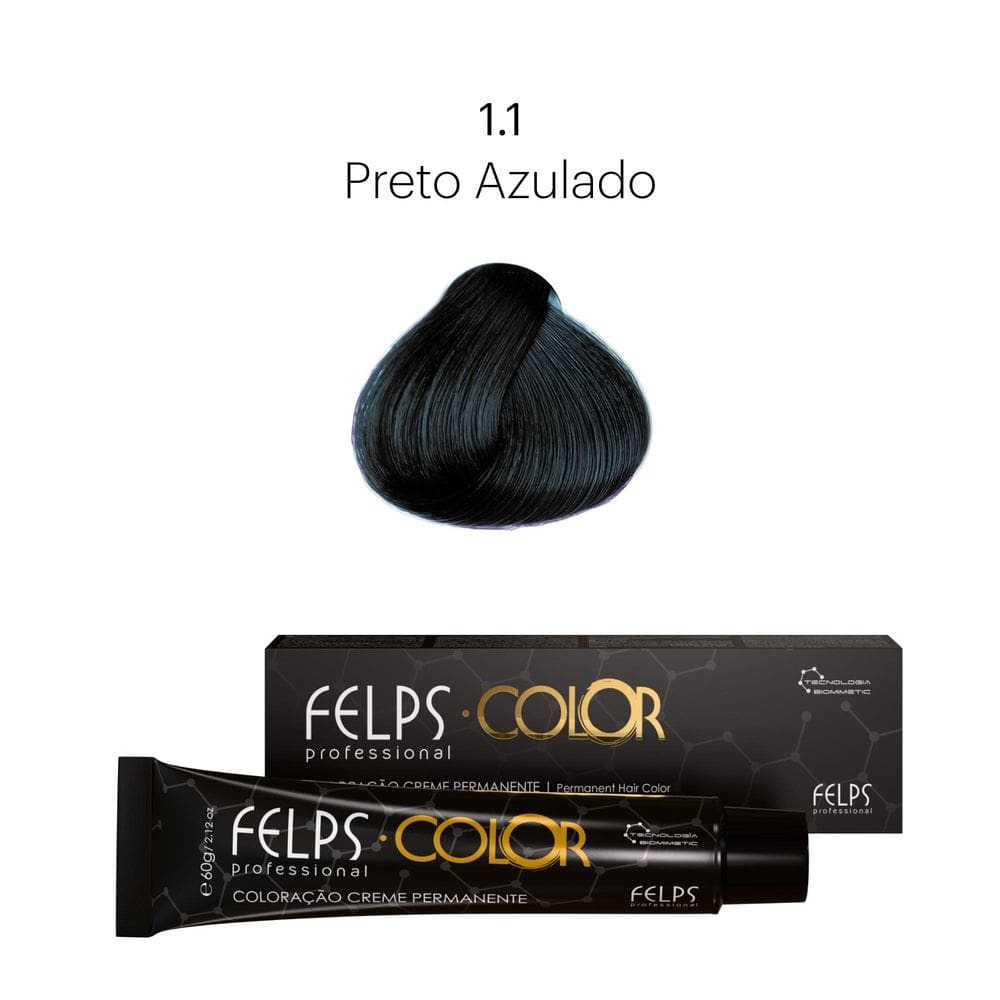 Coloração Profissional  Felps Color Preto Azulado 1.1 - 60g