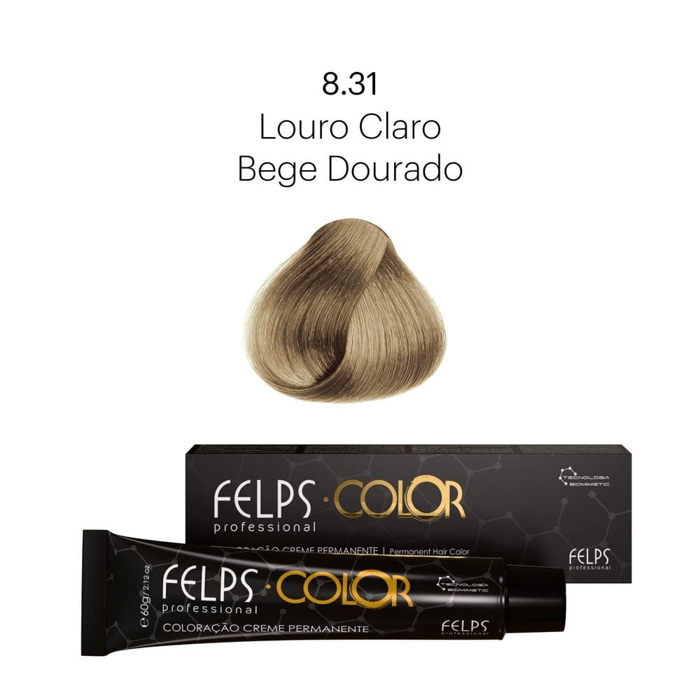Coloração Profissional  Felps Color Louro Claro Bege Dourado 8.31 - 60g