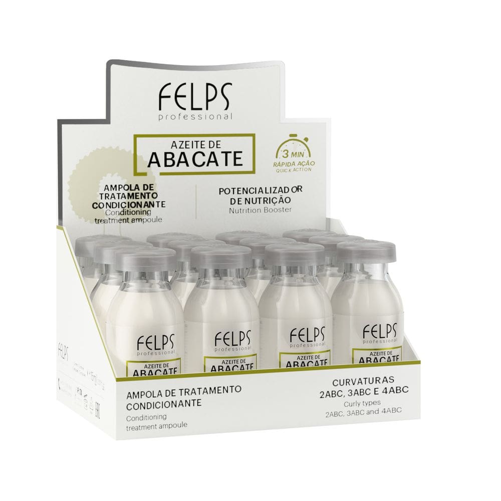 Ampola de Tratamento Azeite de Abacate Potencializador de Nutrição Felps Professional - 12x15mL