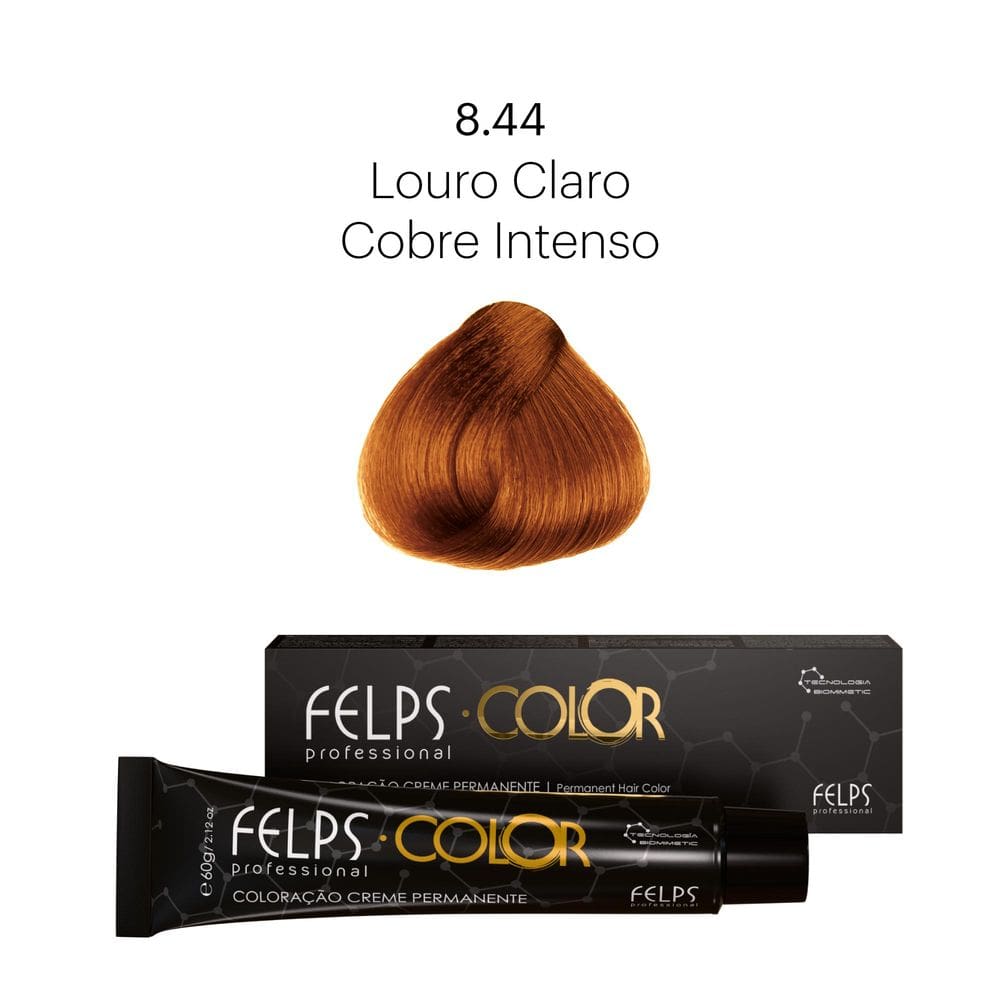 Coloração Profissional  Felps Color Louro Claro Cobre Intenso 8.44 - 60g