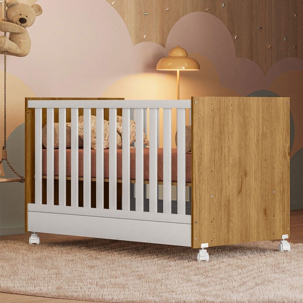 Berço Mini Cama Doce Sonho Freijó/Branco  - Qmovi