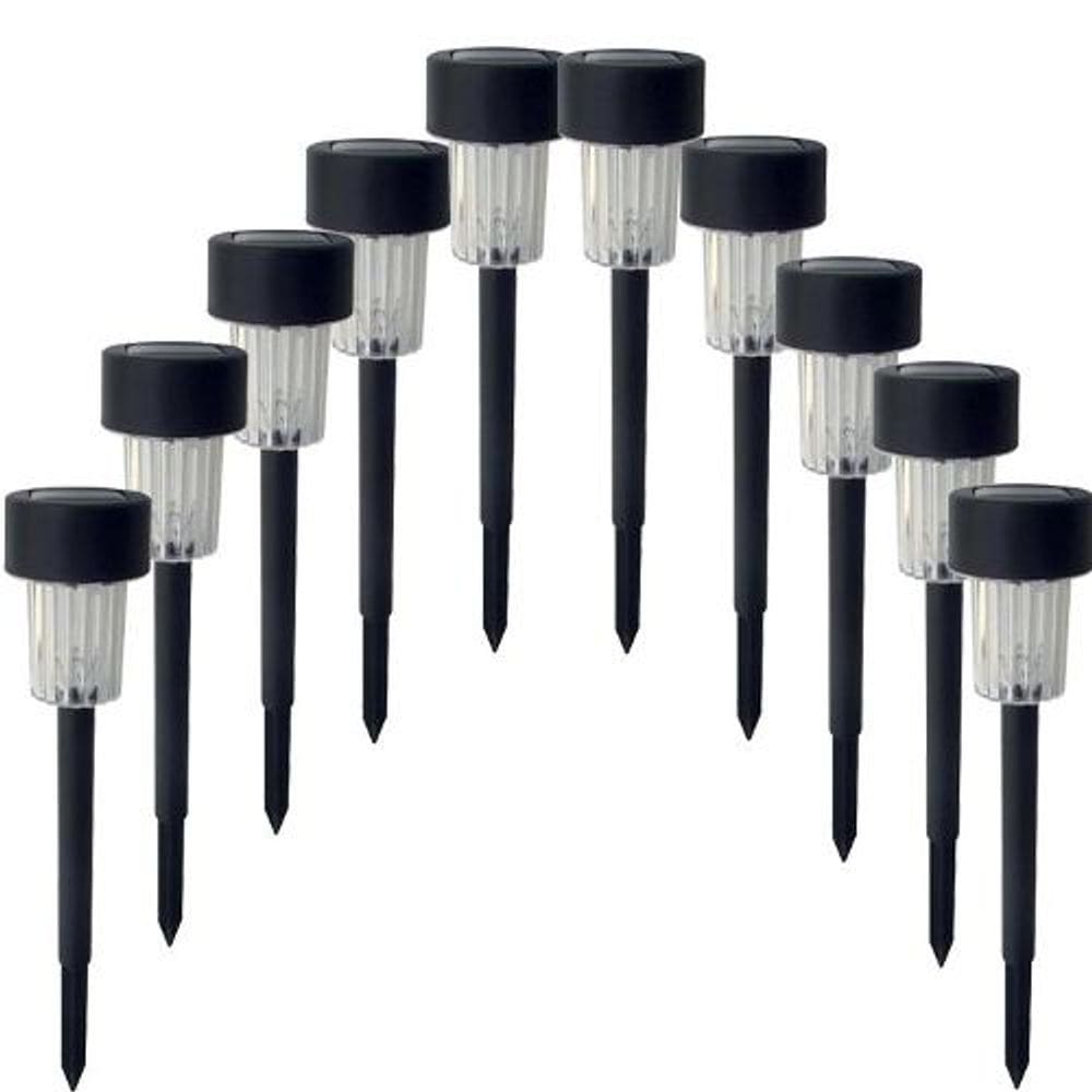 Kit 10 Luminárias Solar De Jardim Poste Preta Ec23201