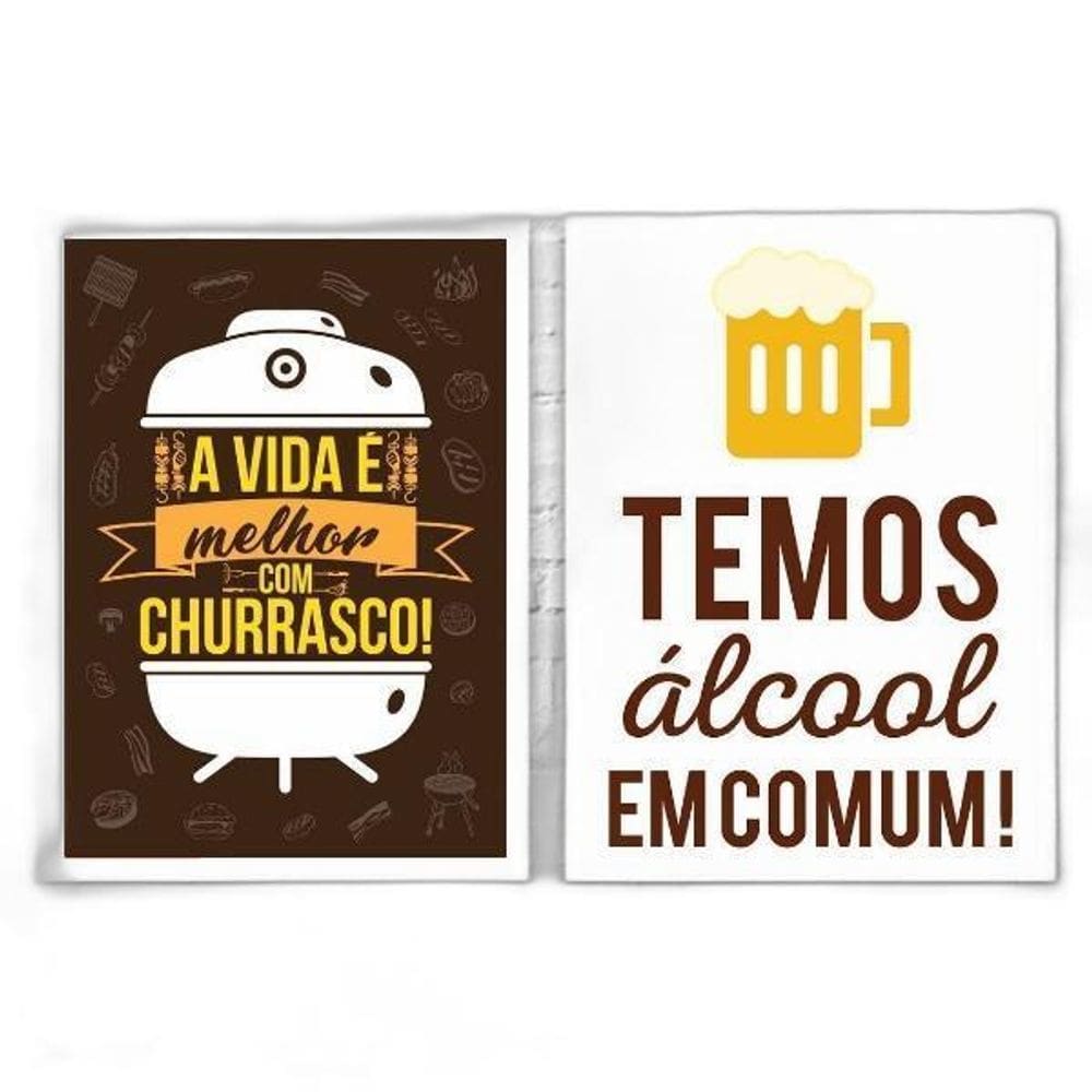 Kit 2 Quadros Para Cantinho Do Churrasco 33X24Cm - Com Vidro