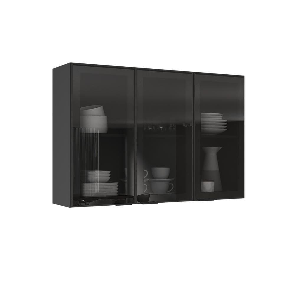 Armário Aéreo De Cozinha Itatiaia Lumina 120cm Em Madeira Grafite-fendi