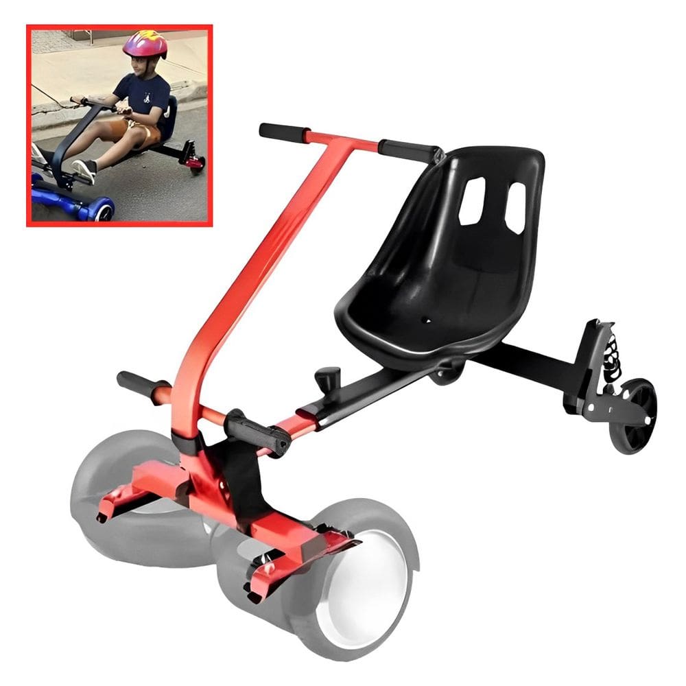 Carrinho Assento Hoverkart com Guidão para Overboard 6.5´´ 8´´ 10´´ Preto/Vermelho Importway BW-307