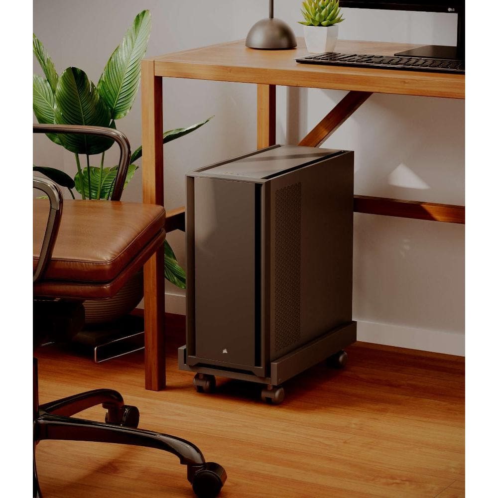 Suporte para CPU Sicilia Preto com Abas Laterais Rodízios Gabinete