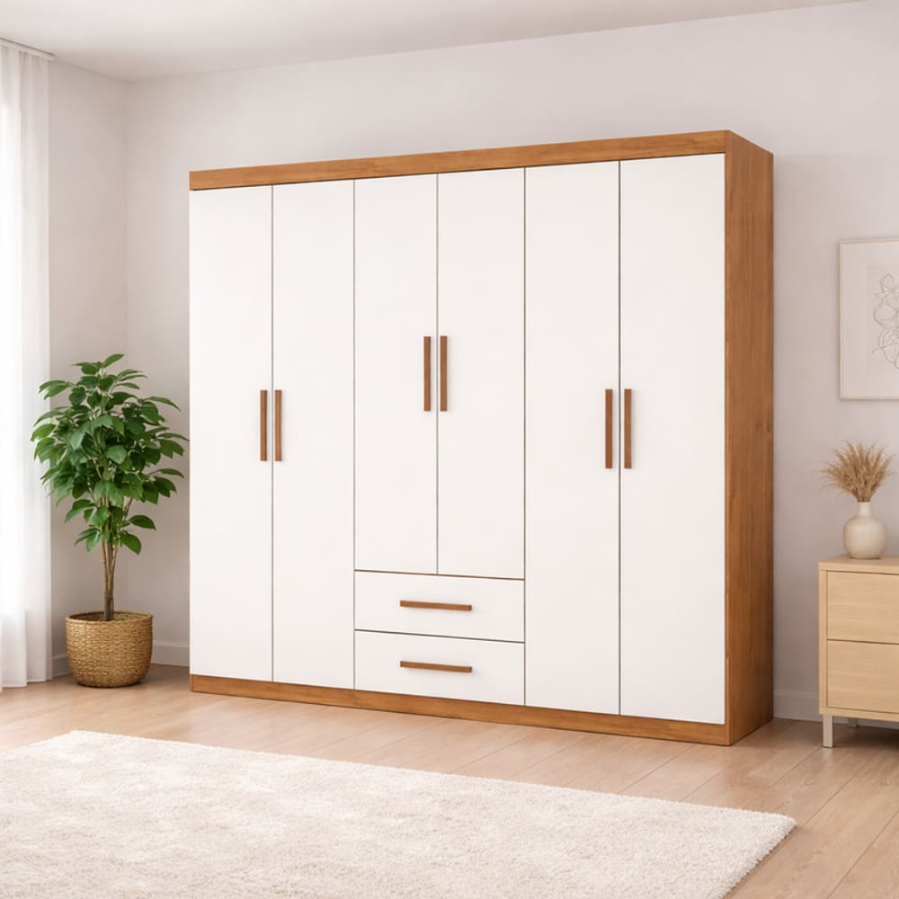 Guarda Roupa com 6 Portas 2 Gavetas Platinum -Grand Line