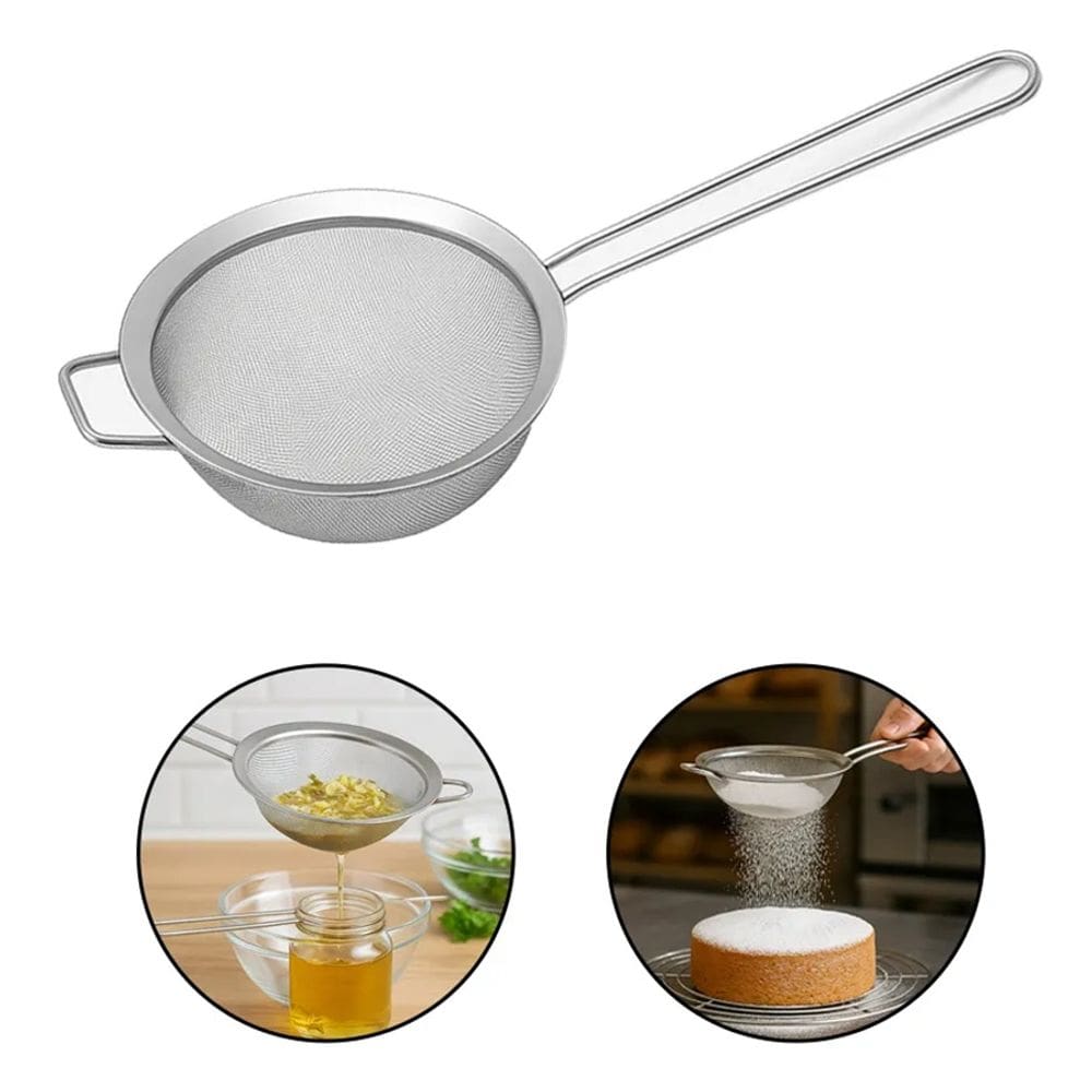 Peneira em Aço Inox Pequena 16cm Polvilhar Escorrer Massas FRG0240 Frigopro