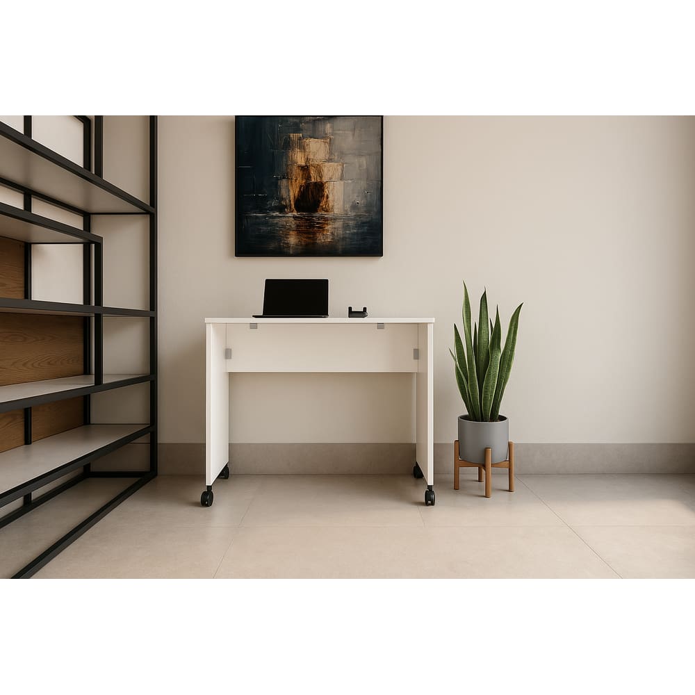 Escrivaninha Para Notebook 100% MDF Estudos Multiuso Dobrável Home Office Cor Branco