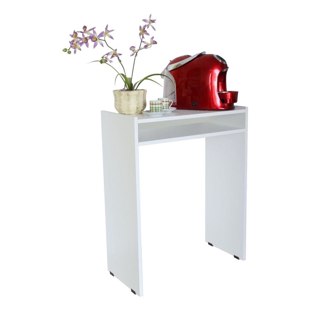 Cantinho Do Café Mesa De Apoio Aparador Com Prateleira Recepção - Cor Branco - Cód.702