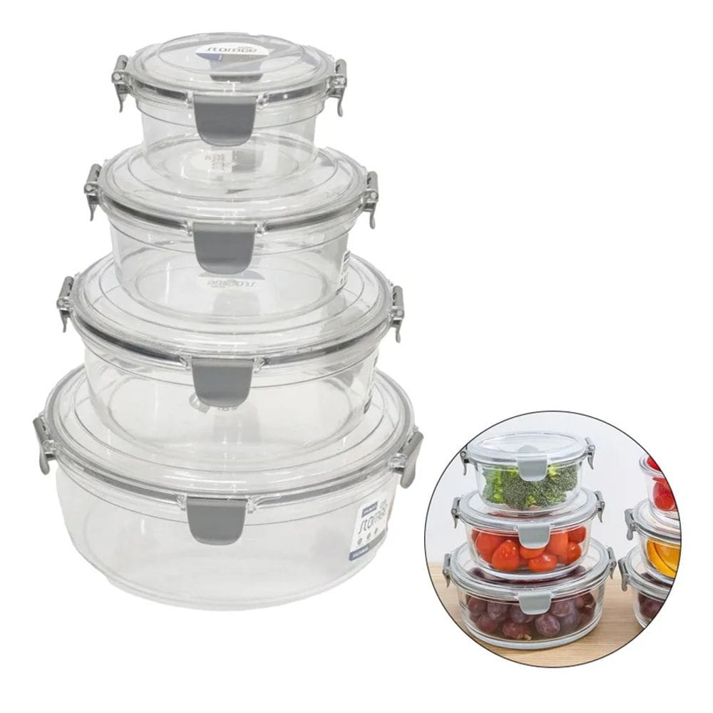 Conjunto De Potes Herméticos Redondo 4 Pçs Polietileno Pet FRG0234 Frigopro
