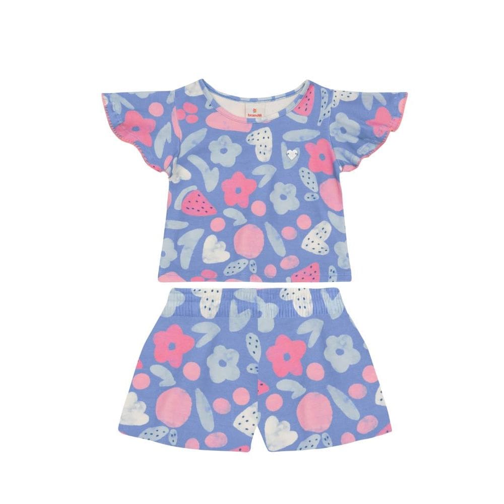 Conjunto infantil menina cropped floral Brandili