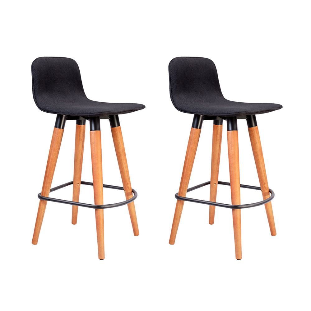 Kit 2 Banquetas Baixas Linea Aço Preto para Cozinha Ilha Gourmet Conjunto Casa - Preto Assento