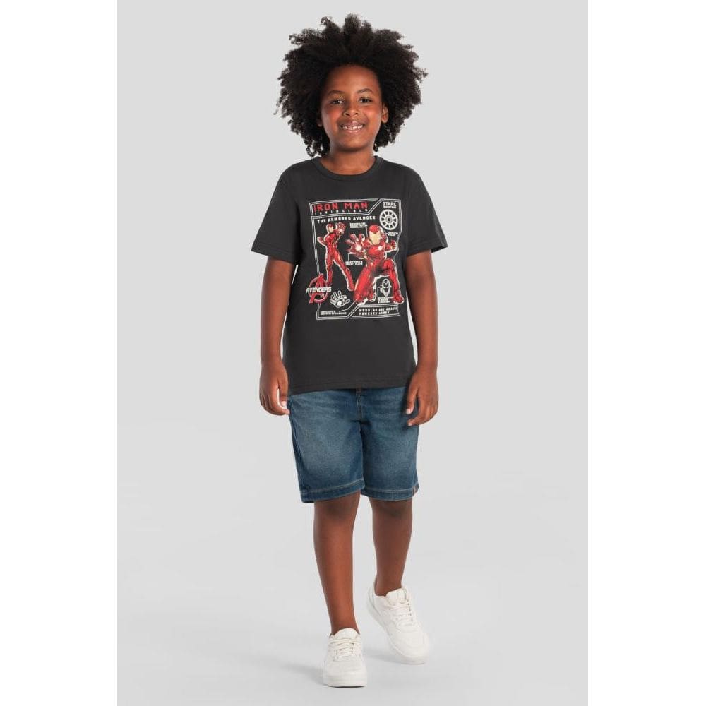 Camiseta infantil menino metalizada dos Vingadores Brandili