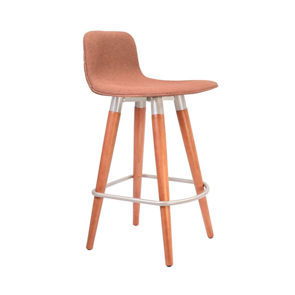 Banqueta Baixa Linea Aço Champanhe para Balcao Cozinha Ilha Varanda Gourmet - Terracota Assento