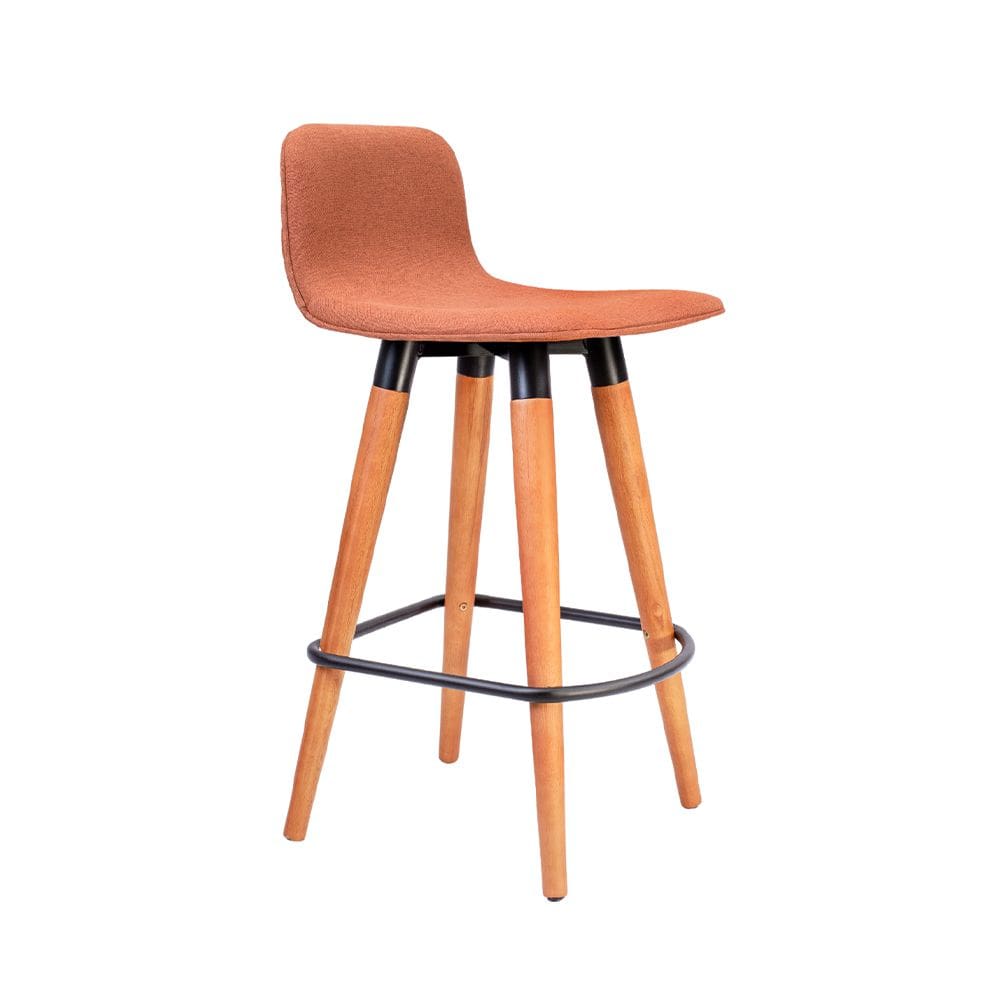 Banqueta Baixa Linea Aço Preto para Balcao Cozinha Ilha Varanda Gourmet Moderno - Terracota Assento